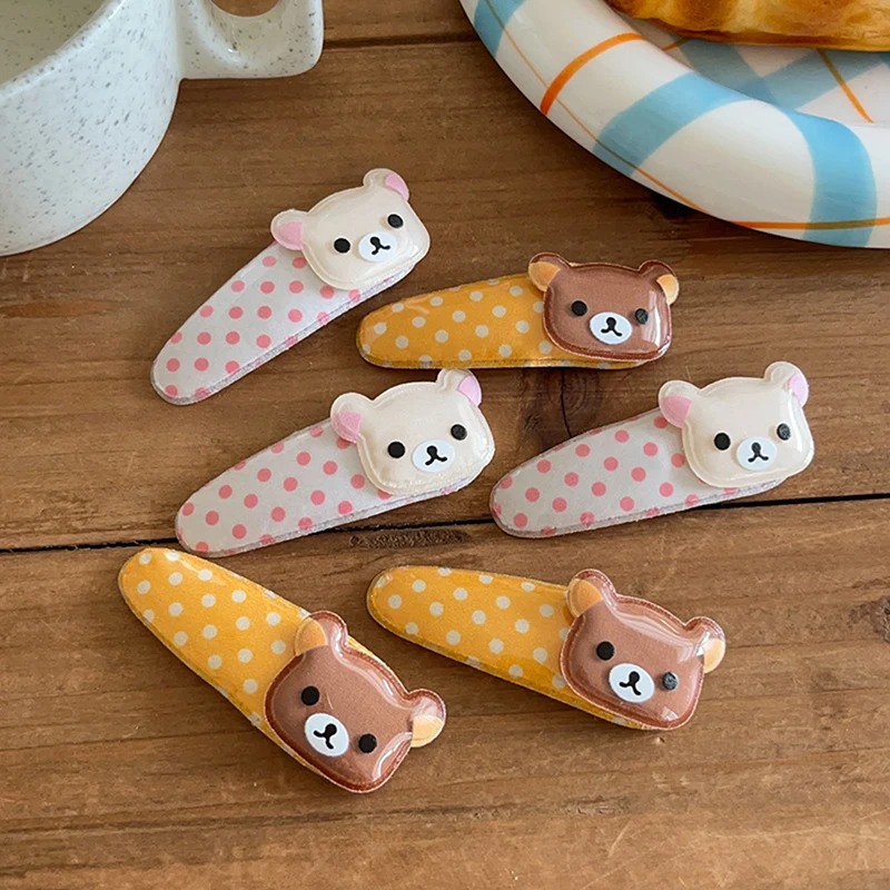 2PCS Kawaii Cartoon Rilakkuma Bangs Side Clip Cute Wave Point BB Hair Clip Sweet Versatile Hairpin Hair Decoration Birthday Gift - Image 2