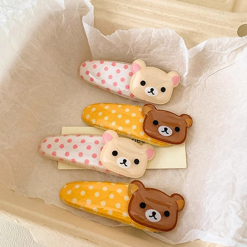 2PCS Kawaii Cartoon Rilakkuma Bangs Side Clip Cute Wave Point BB Hair Clip Sweet Versatile Hairpin Hair Decoration Birthday Gift - Image 3
