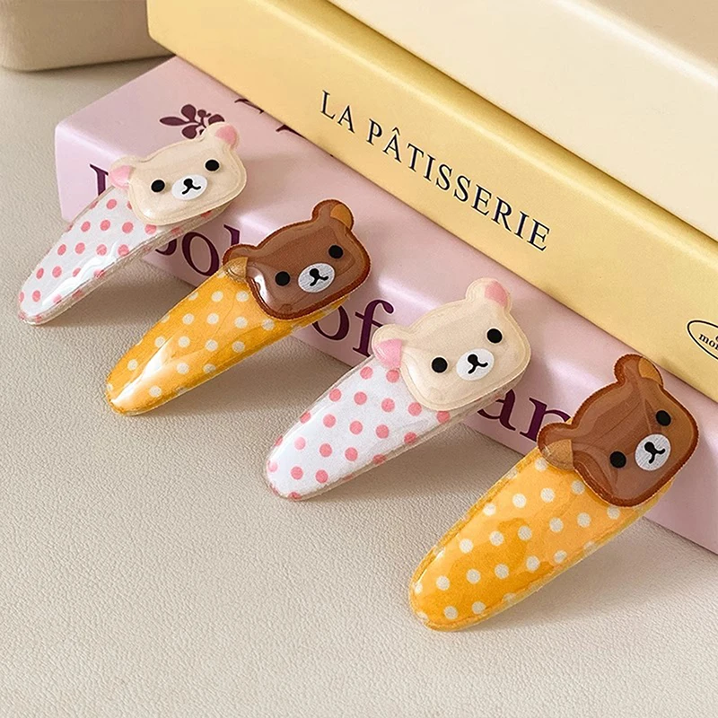 2PCS Kawaii Cartoon Rilakkuma Bangs Side Clip Cute Wave Point BB Hair Clip Sweet Versatile Hairpin Hair Decoration Birthday Gift - Image 4