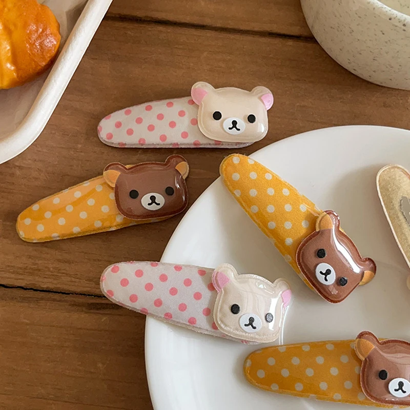2PCS Kawaii Cartoon Rilakkuma Bangs Side Clip Cute Wave Point BB Hair Clip Sweet Versatile Hairpin Hair Decoration Birthday Gift - Image 5