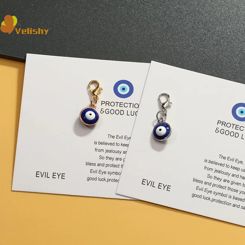 2PCS Pretty Turkish Keychain For Women Men Blue Eye Key Ring Pendants Bag Charm Car Key Holder Rings Backpack Jewelry - Image 2