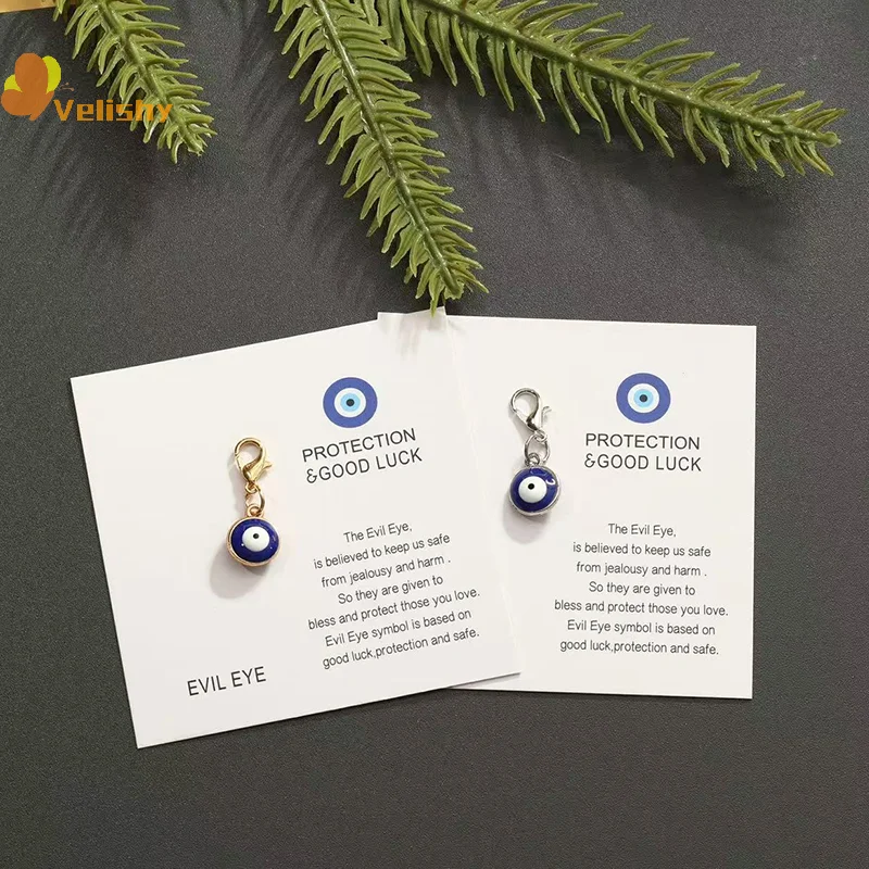 2PCS Pretty Turkish Keychain For Women Men Blue Eye Key Ring Pendants Bag Charm Car Key Holder Rings Backpack Jewelry - Image 3