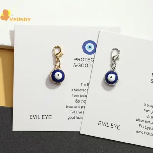 2PCS Pretty Turkish Keychain For Women Men Blue Eye Key Ring Pendants Bag Charm Car Key Holder Rings Backpack Jewelry