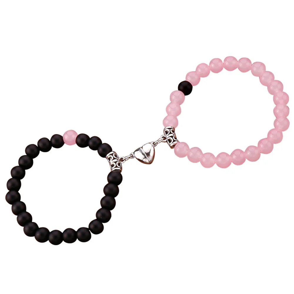2PCS/Set Beads Couple Bracelets Natural Stone Distance Heart Magnet Bracelet For Lovers Fashion Lovers Jewelry Gift - Image 6