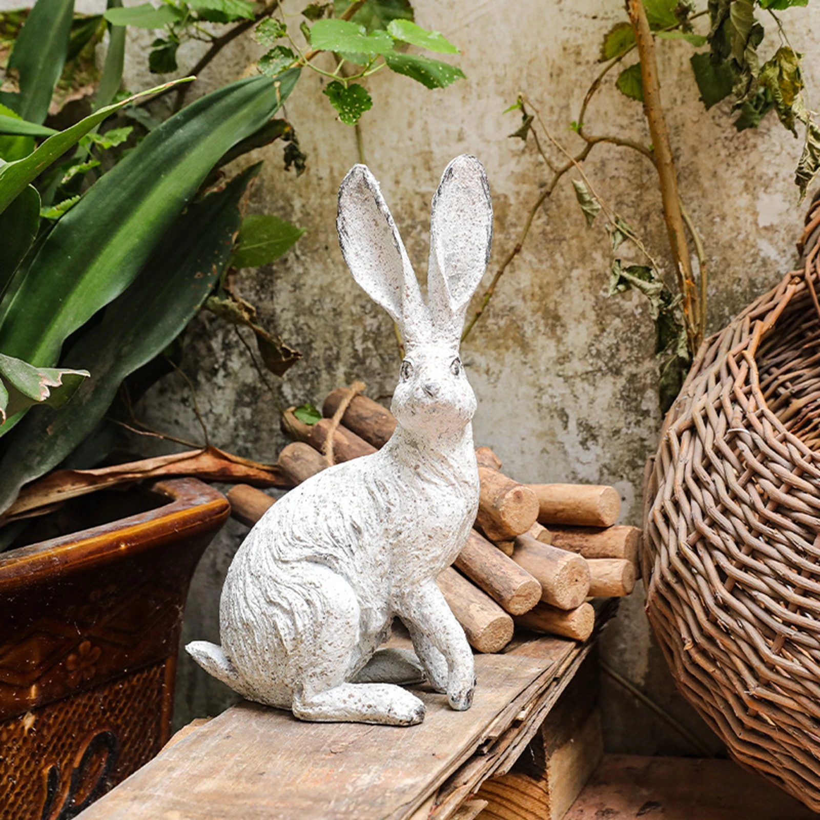 2Pcs Garden Statues Rabbit Statues Home Decor Rabbit Sculptures Resin Statues for Bedroom Indoors Courtyard Bookshelf Office - Image 2