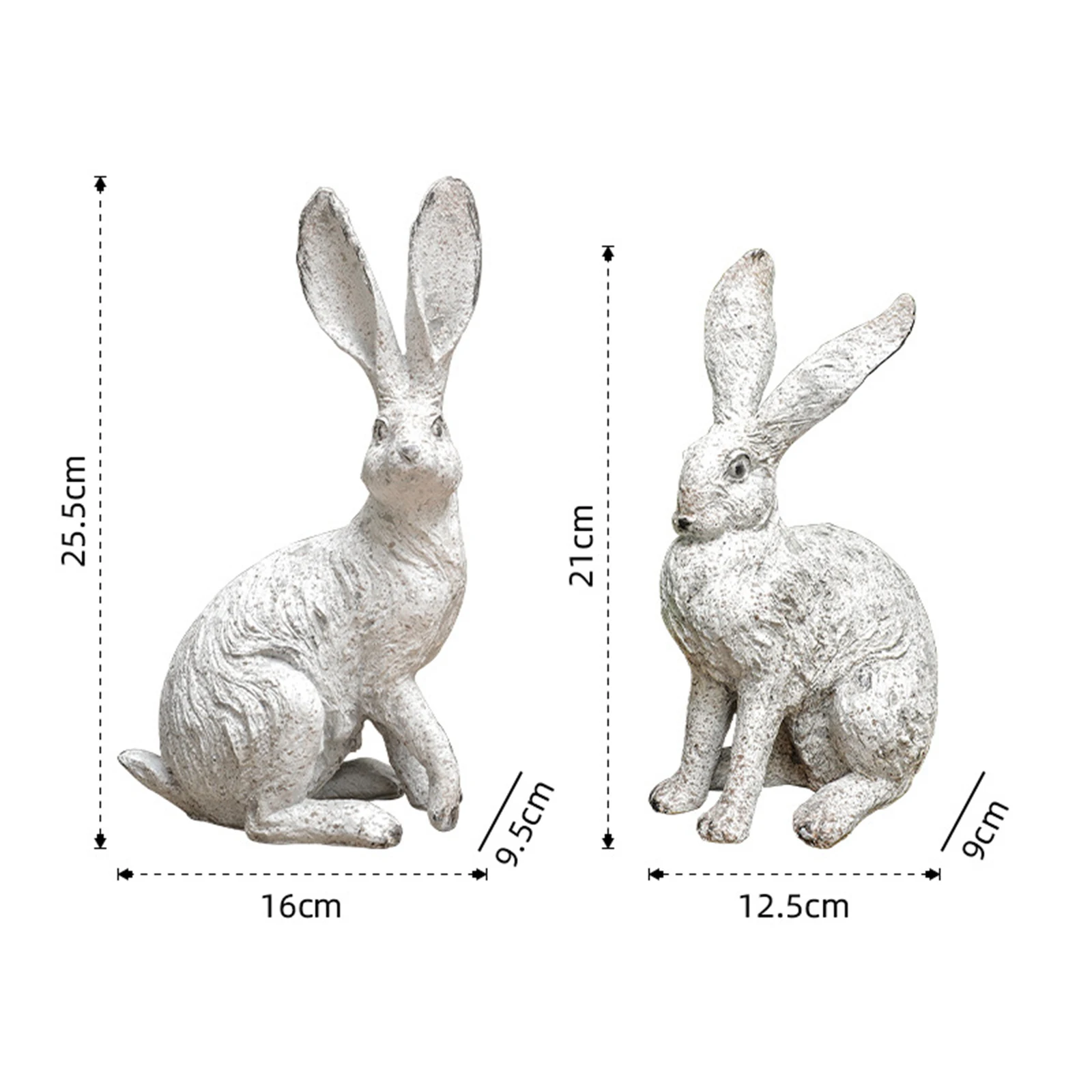 2Pcs Garden Statues Rabbit Statues Home Decor Rabbit Sculptures Resin Statues for Bedroom Indoors Courtyard Bookshelf Office - Image 5