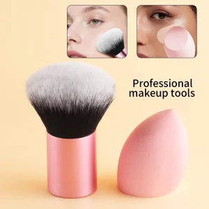 2Pcs Makeup Tool Set Large Powder Foundation Brush + Beauty Sponge For Blush Loose Powder Liquid Foundation Cosmetic Kit