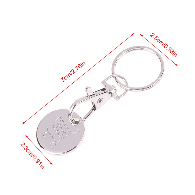 2Pcs Shopping Trolley Remover Key Ring Token Chip With Carabiner Hook Practical Metal Portable Durable Universal Supermarket - Image 2