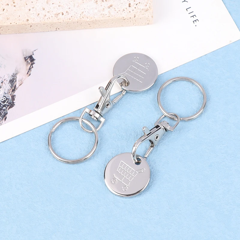 2Pcs Shopping Trolley Remover Key Ring Token Chip With Carabiner Hook Practical Metal Portable Durable Universal Supermarket - Image 6