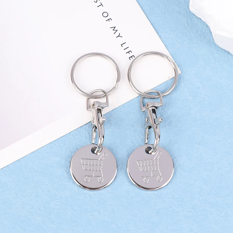 2Pcs Shopping Trolley Remover Key Ring Token Chip With Carabiner Hook Practical Metal Portable Durable Universal Supermarket - Image 5