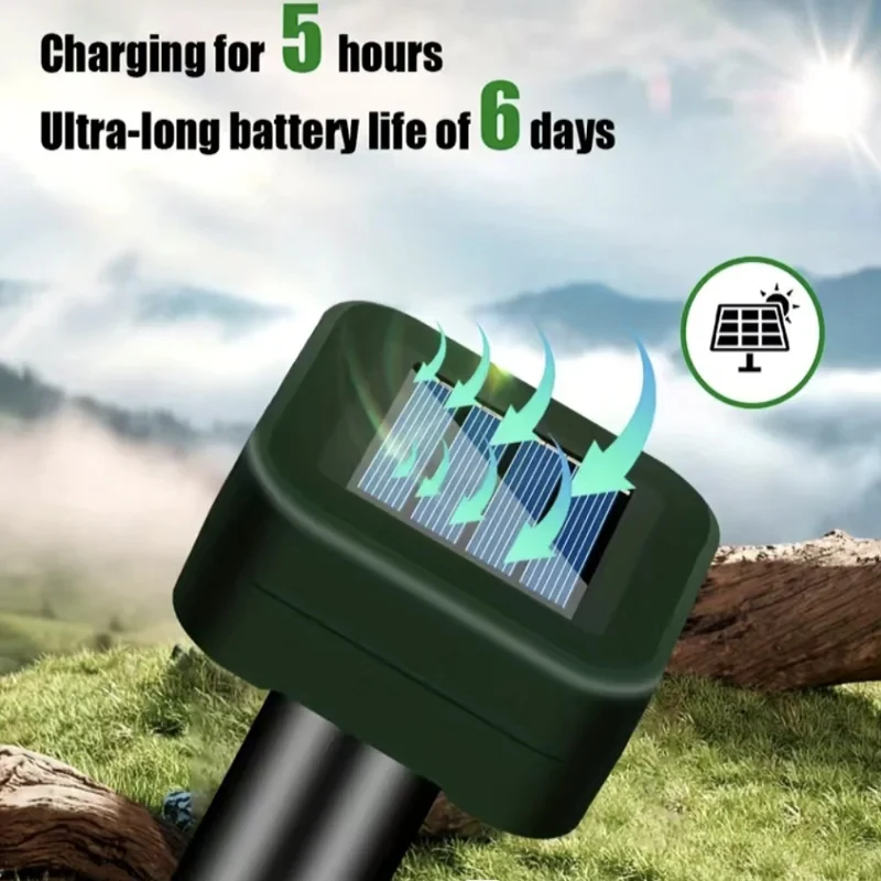 2Pcs Solar Outdoor Mole Groundhog Repellent Stakes Ultrasonic Gopher Repeller Vole Deterrent Waterproof Sonic Repellent Spikes - Image 5
