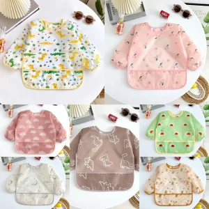 2pcs Cartoon Baby Bibs Waterproof Newborn Bandanas Feeding Baby Burp Cloths Girls Boys Saliva Towel Print Apron