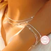 2pcs Charms 925 Sterling Silver Necklace Bracelet set for women men Paperclip Chain fine Design Match Daily Party wedding party