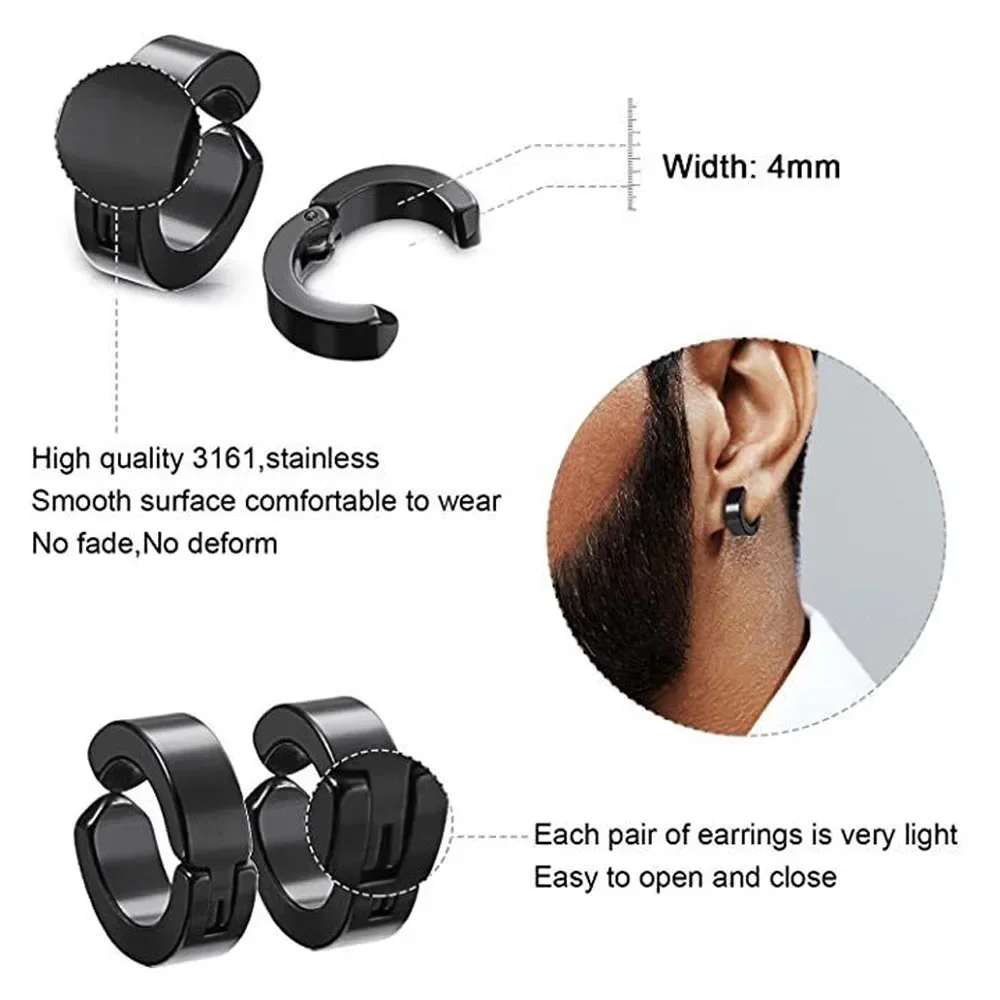 2pcs Punk Mens Strong Magnet Magnetic Ear Stud Set, Non Piercing Earrings Fake Cross Earrings Gift For Boyfriend Lover Jewelry - Image 4