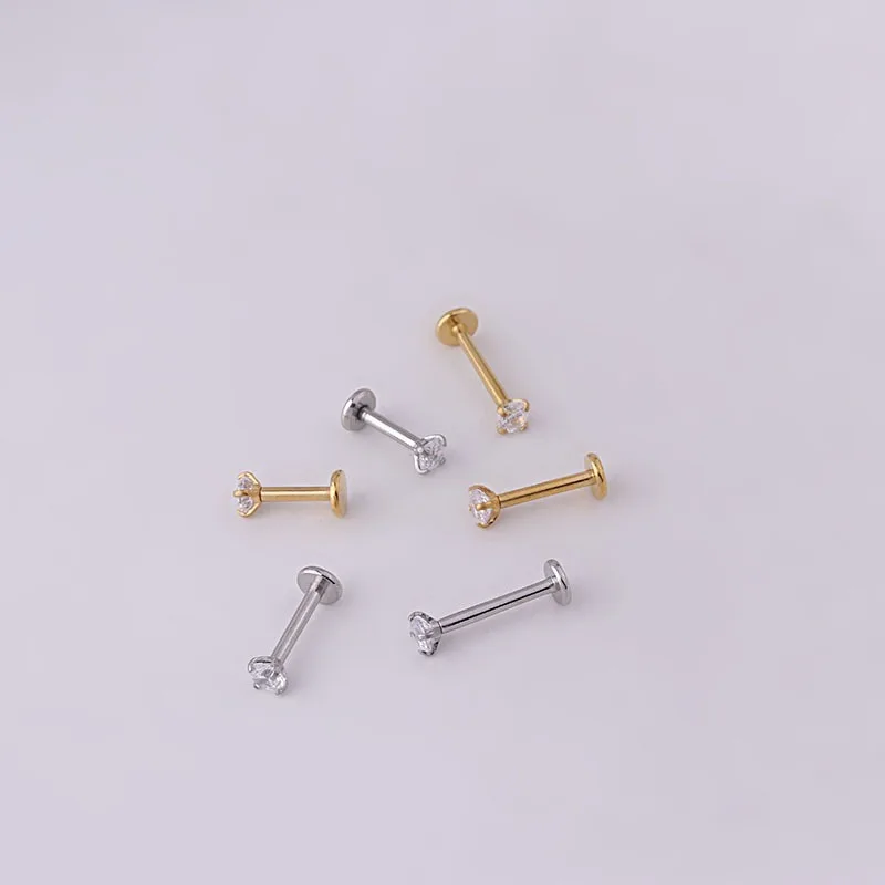 2pcs Stainless Steel Piercing Tragus Stud Earrings, Crystal Labret Small Ear Stud Helix Cartilage Earring for Women Body Jewelry - Image 6