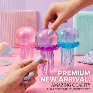 3 Colors Jellyfish Squishy Toy Set Soft Silicone Anti-Stress Squeeze Toy Cute Ocean Animal Fidget Toy for Party Favors Slow