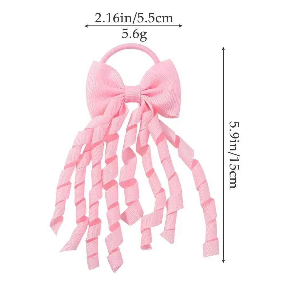 3 Inch Grosgrain Ribbon Bow Hair Ties for Baby Girls Long Curly Korker Hair Bows Elastic Colorful Kids Headwear Hair Accessories - Image 3