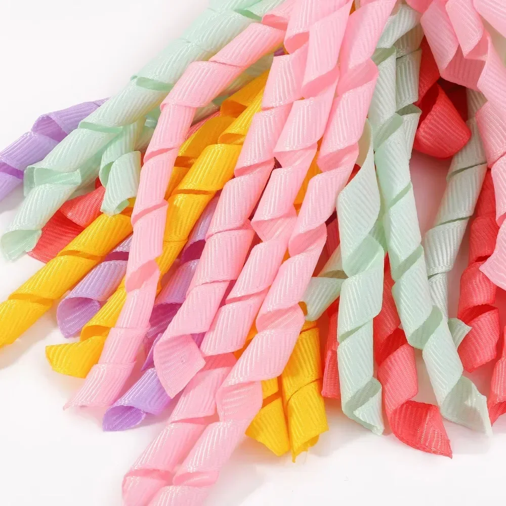 3 Inch Grosgrain Ribbon Bow Hair Ties for Baby Girls Long Curly Korker Hair Bows Elastic Colorful Kids Headwear Hair Accessories - Image 4