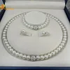 3 PCS Set Imitation Pearl Fireball Necklace Bracelet Earring Stud Jewelry Set Silver Color Crystal Stone Elegant Bridal Jewelry