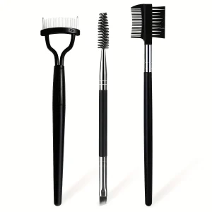 3-piece set of eye makeup tools, stainless steel eyebrow brush and comb, eyelash brush,eyelash separator eyebrow brush and brush