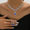 3 pieces of women's crystal droplet necklace with earrings set for Bridal wedding evening dress Light Luxury Elegant accessories