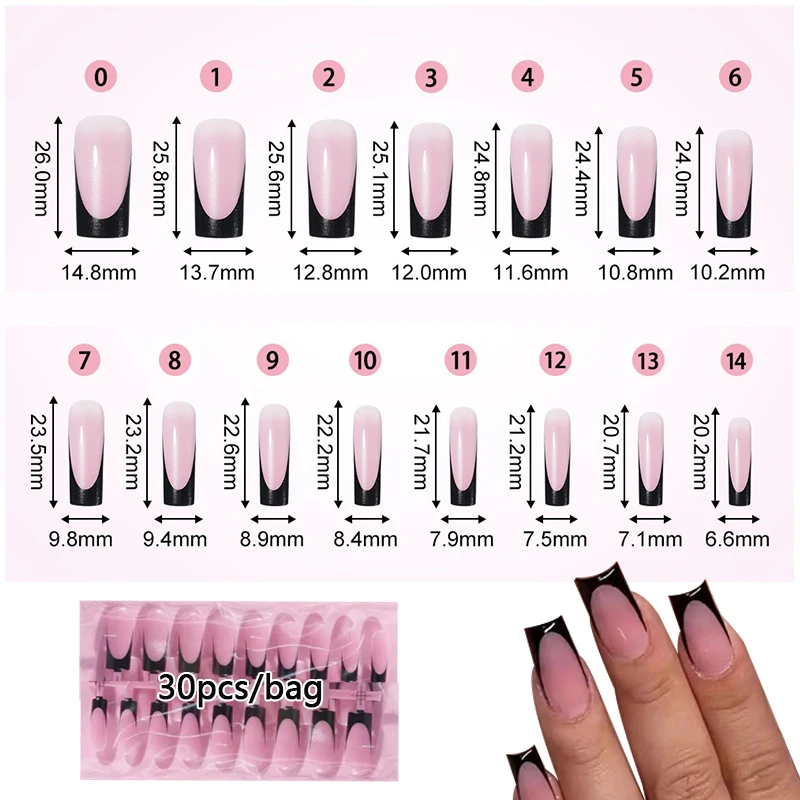 30pcs Square ToeNail Tips Summer French Gradient False Toe Nails Wearable Short Square Foot Nails Set Press On Nail - Image 3