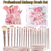 33Pcs Makeup Brushes Set Professional Makeup Tools Kit Soft Foundation Contour Blending Brushes With Headband Wristband For Girl