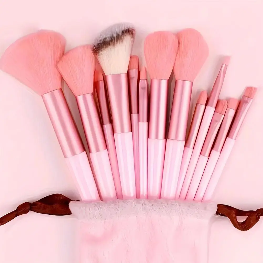 33Pcs Makeup Tools Kit Professional Soft Fluffy Makeup Brush Set Foundation Blush Eyebrow Shadow With Headband Wristband Pink - Image 4