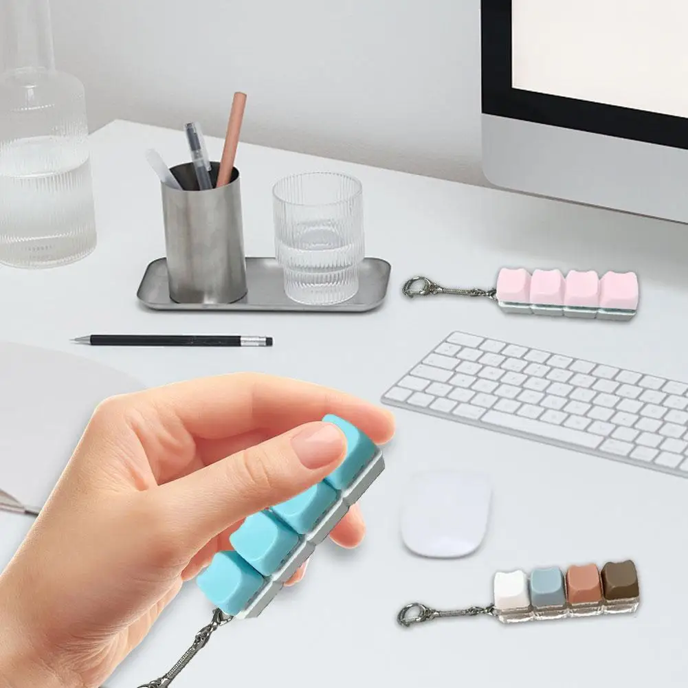 3/4/9Keys Finger Button Toys Stress Relief Finger Keyboard Caps Toy Keychain For Adult Gifts Decompression Button Toys - Image 6