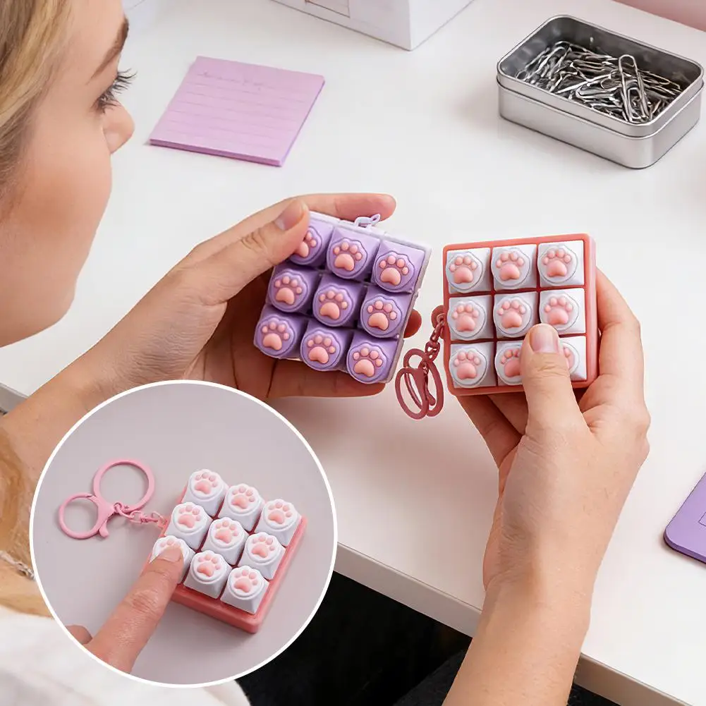 3/4/9Keys Finger Button Toys Stress Relief Finger Keyboard Caps Toy Keychain For Adult Gifts Decompression Button Toys - Image 4