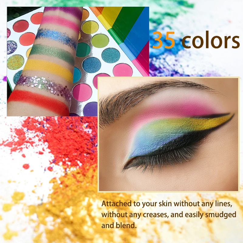 35-Colors Eyeshadow Palette-Sparkling Eye Makeup for Club & Nightlife Looks,Long-Lasting Highlighters Eyeshadow Makeup Cosmetics - Image 2