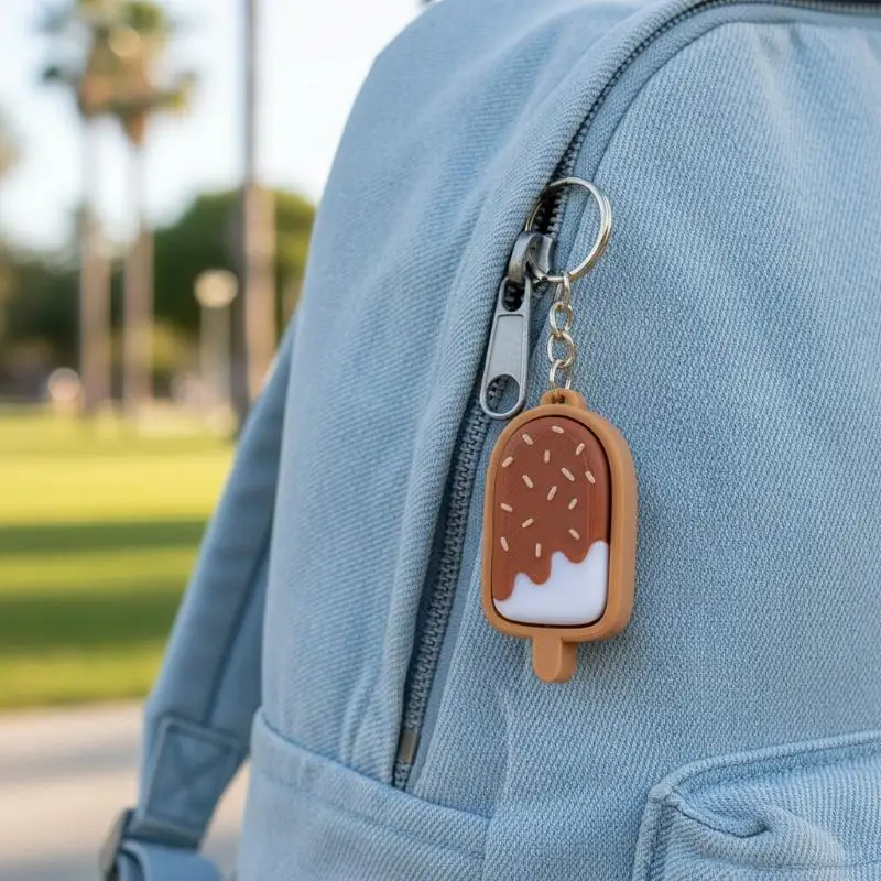 3D Printed Cute Ice Cream Clicker Keychain Bag Pendant Decompression Toy For Stress Relief , Anxiety & ADHD, Gift For Kids - Image 3