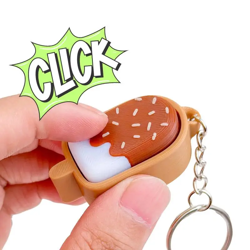 3D Printed Cute Ice Cream Clicker Keychain Bag Pendant Decompression Toy For Stress Relief , Anxiety & ADHD, Gift For Kids - Image 6