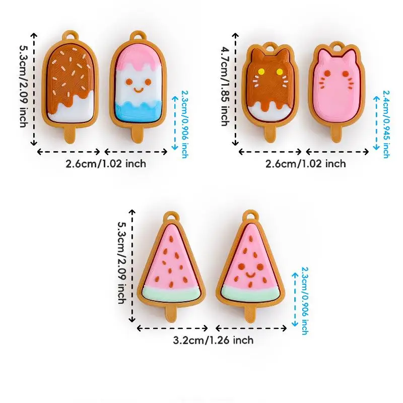 3D Printed Cute Ice Cream Clicker Keychain Bag Pendant Decompression Toy For Stress Relief , Anxiety & ADHD, Gift For Kids - Image 4