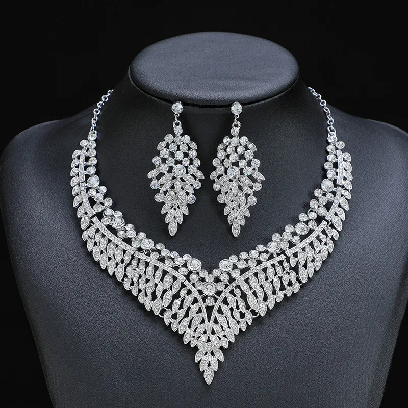 3PC Women's Fashion Starry Leaf Embellishments Necklace Earrings Jewelry Set Wedding Banquet Party Festival Gift 8884 - Image 6