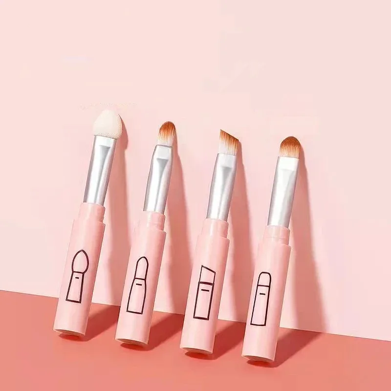 4 IN 1 Multifunctional Makeup Brushes Set Makeup Gadget Detachable Lip Eyeshadow Brush Sponge Eyeshadow Brush for Home Travel - Image 2