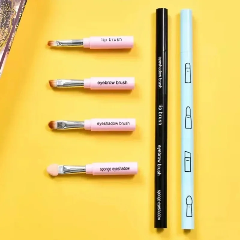 4 IN 1 Multifunctional Makeup Brushes Set Makeup Gadget Detachable Lip Eyeshadow Brush Sponge Eyeshadow Brush for Home Travel - Image 4