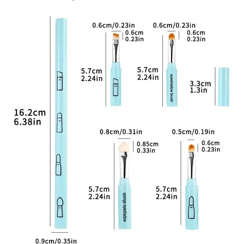 4 IN 1 Multifunctional Makeup Brushes Set Makeup Gadget Detachable Lip Eyeshadow Brush Sponge Eyeshadow Brush for Home Travel - Image 3