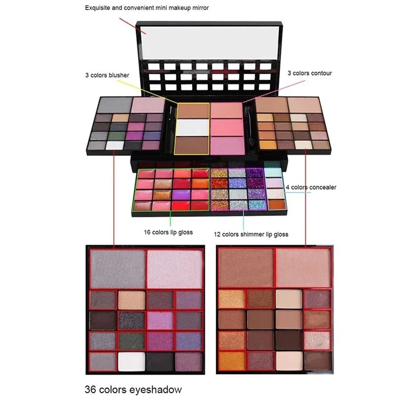 40/74/78 Colors Glitter Eyeshadow Palette Matte Waterproof Long Lasting Pressed Powder Cosmetics Kit Fashion Women MakeUp Tools - Image 6