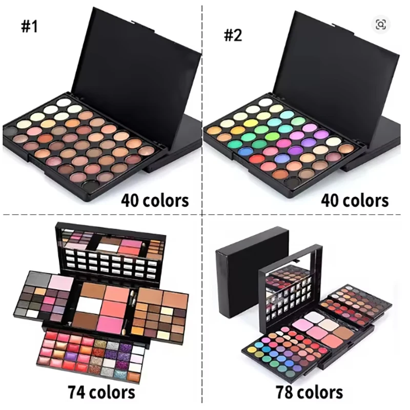 40/74/78 Colors Glitter Eyeshadow Palette Matte Waterproof Long Lasting Pressed Powder Cosmetics Kit Fashion Women MakeUp Tools