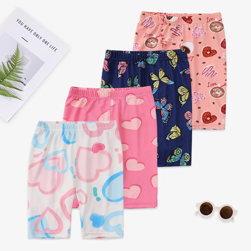 4/1 Pcs Girl Four Seasons Basic Fun Cute Printed Shorts Leggings Comfortable Joker Tight Safety Pants Love Sports Pants 5 Minute