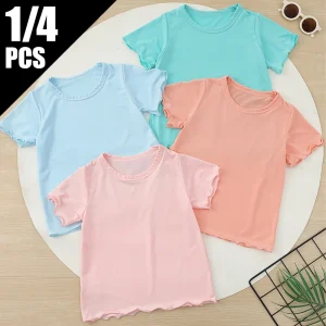 4/1 Pieces Summer Girl Sweet And Lovely Fungus Wavy Short Sleeve T-shirt Comfortable And Versatile Soft Casual Top Holiday Style
