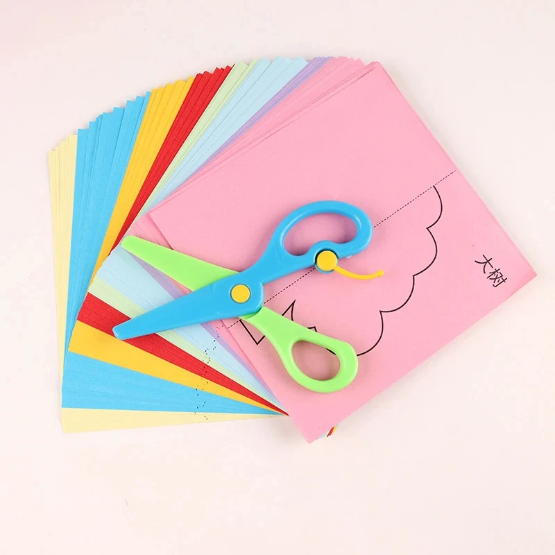 48/96pcs Children Paper Cuttings Toys Handmade DIY Material Puzzle Early Education Toy Art Supply Handicrafts with Scissors TMZ - Image 3