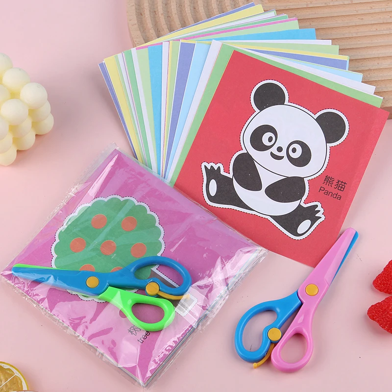 48/96pcs Children Paper Cuttings Toys Handmade DIY Material Puzzle Early Education Toy Art Supply Handicrafts with Scissors TMZ - Image 6