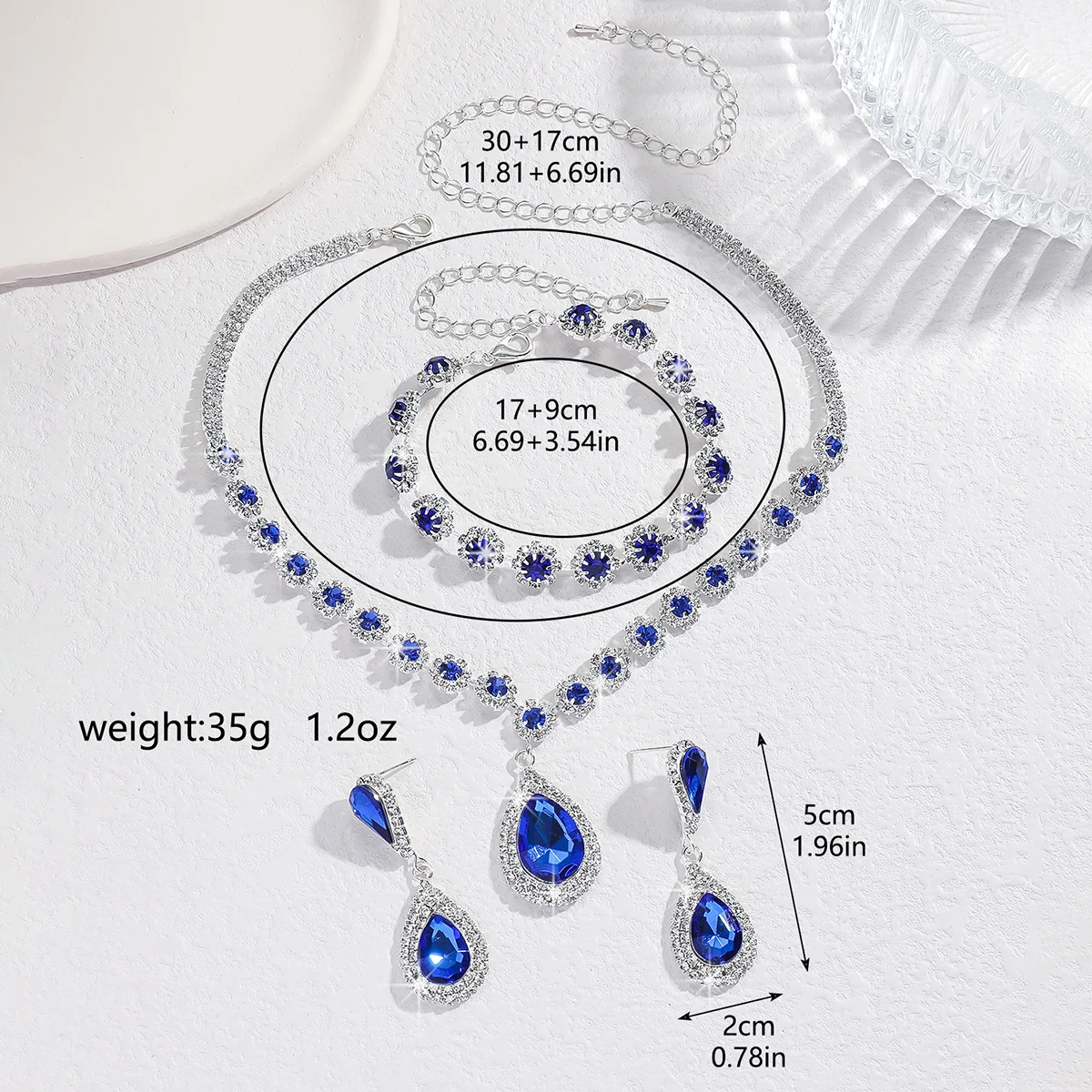 4PC Women's Fashion Waterdrop Flower Necklace Earrings Bracelet Jewelry Set Wedding Party Festival Gift-8065 - Image 5