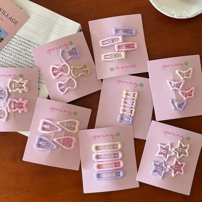 4Pcs/set Cute Colorful Geometric Metal Hair Clips Girls Bangs Hair Ornament Hairpins Barrettes Kids Fashion Hair Accessories - Image 2
