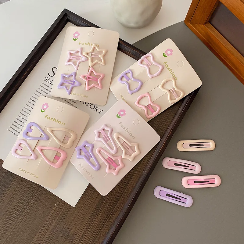 4Pcs/set Cute Colorful Geometric Metal Hair Clips Girls Bangs Hair Ornament Hairpins Barrettes Kids Fashion Hair Accessories - Image 5
