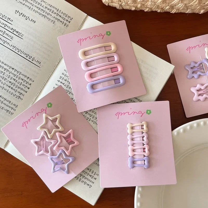 4Pcs/set Cute Colorful Geometric Metal Hair Clips Girls Bangs Hair Ornament Hairpins Barrettes Kids Fashion Hair Accessories - Image 4