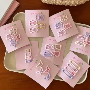 4Pcs/set Cute Colorful Geometric Metal Hair Clips Girls Bangs Hair Ornament Hairpins Barrettes Kids Fashion Hair Accessories