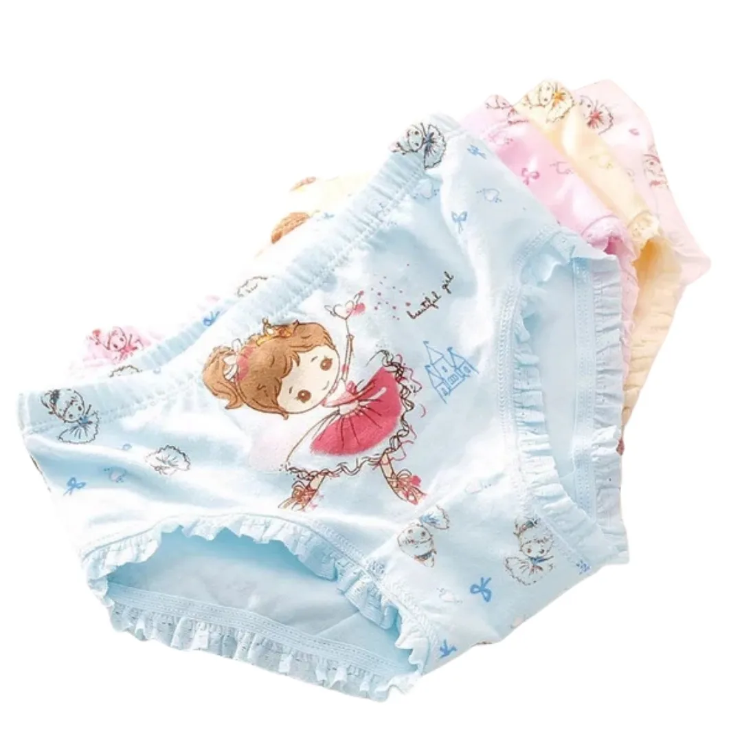 4pcs/Lot Girls Skating Big Eyes Anime Briefs Cotton Underwear Kids Breathable Cute Briefs Panties Size 3-12T - Image 2